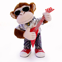 Singe en peluche électrique personnalisé mignon, peut chanter et jouer de la guitare singe en peluche
