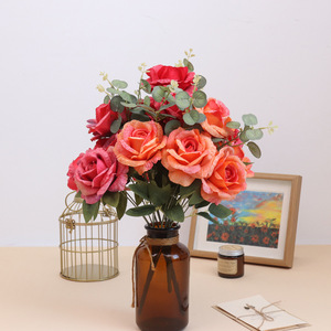 Fiori di seta artificiale 9 rami fiocco di neve <span class=keywords><strong>rose</strong></span> <span class=keywords><strong>profumate</strong></span> fatto a mano di alta qualità di lunga durata naturale vero ristorante arredamento per la casa - Product Image 2