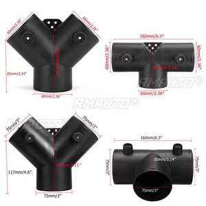 Conduit d'évent de chauffage de <span class=keywords><strong>voiture</strong></span> 60mm/75mm connecteur d'<span class=keywords><strong>échappement</strong></span> de pièce en Y avec double <span class=keywords><strong>clapet</strong></span> de régulation pour chauffage de stationnement <span class=keywords><strong>Diesel</strong></span> Webasto - Product Image 6