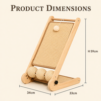 Griffoir pliable durable pour chat en sisal, en forme de L, réglable à 3 angles (60°, 90°, 180°), avec balles roulantes et jouet suspendu, sans outil de montage