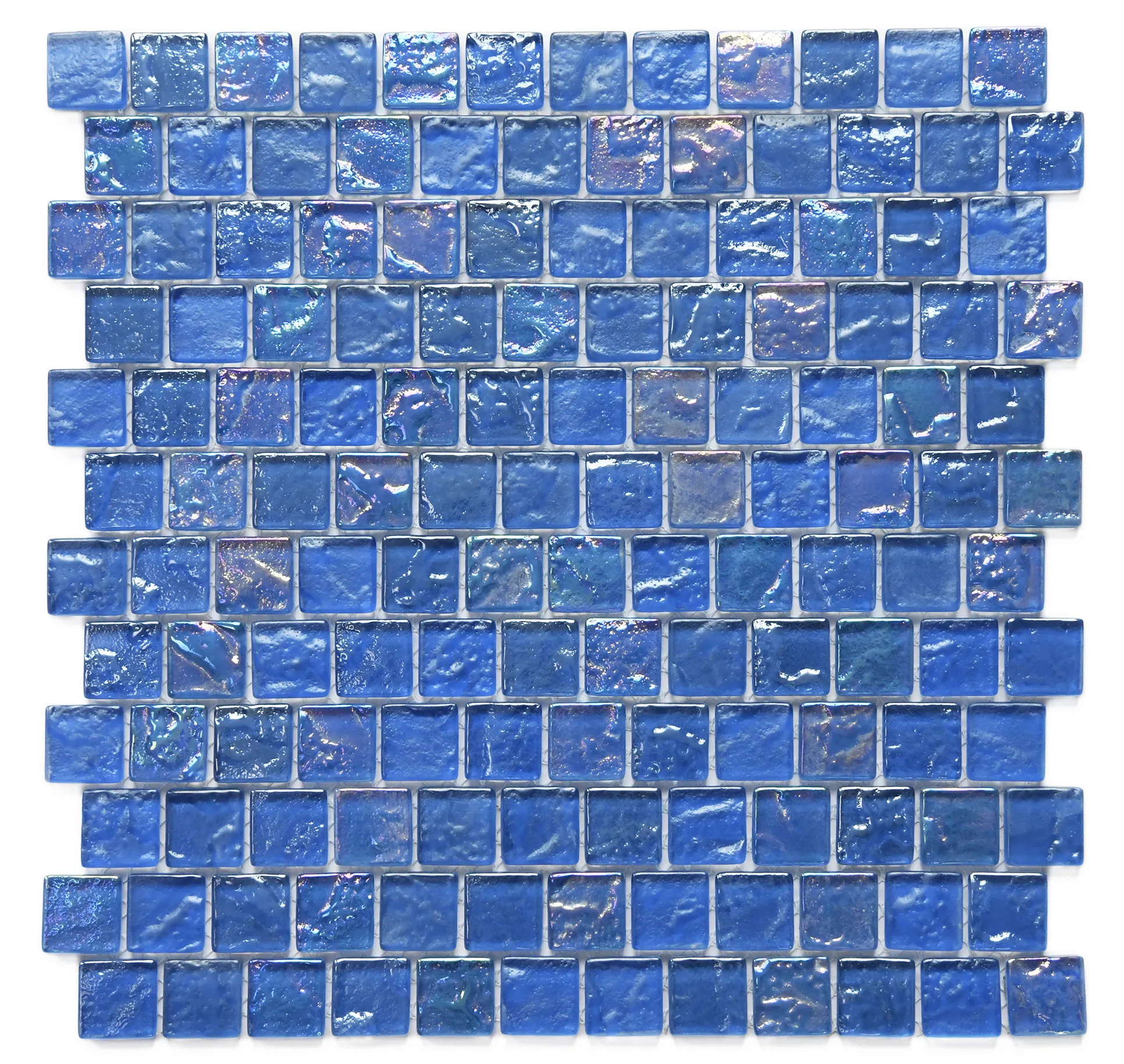 Landscape Horizon Blue Square Mosaic Textured Glossy Glass Wall Pool And Floor Tile