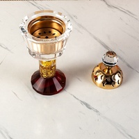 Brûleur d'encens en cristal K9 Stardust à feuille d'or, fait main, écologique, avec couvercle creux en forme de lune dorée, support d'aromathérapie de luxe pour la maison