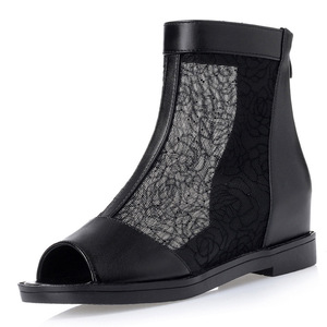 Primavera Novo Design Alta Top Sandálias para As Mulheres Grossa Salto <span class=keywords><strong>Peep</strong></span> <span class=keywords><strong>Toe</strong></span> Verão Alta Qualidade Botas De Couro Genuíno - Product Image 5