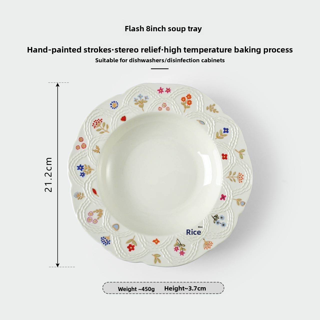 assiette à soupe ronde blanche de 8 pouces