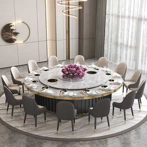 Hotel Suite Luxury Dining <b>Table</b> Set With Lazy VIP Room Smart Big Marble Round Chairs Round Dining <b>Table</b> With Chairs - Product Image 4