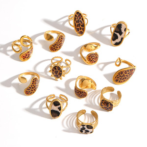 <b>Leopard</b> <b>Print</b> Ring Women 18K Gold Plated Open Ring Titanium Steel Jewelry Animal Pattern Fashion <b>Accessory</b> - Product Image 5