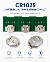 Ieeton Medical Paire de batteries bouton 4P en acier inoxydable CR1025, plaqué nickel, avec pad doré pour PCB SMT, pour surveillance de la glycémie
