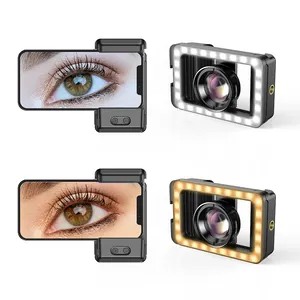 APEXEL 100毫米手机微距镜头，带多功能可充电发光二极管填充灯手机夹冷鞋，用于Vlog摄影