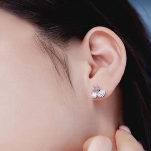 Dylam Tiny <b>Cute</b> 925 Sterling Silver Hypoallergenic Rhodium Plated Women Girls Ocean Starfish Shell 5A Zirconia Stud <b>Earrings</b> - Product Image 4