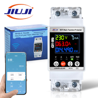Medidor de Energía Multiparámetro Prepago con WiFi JIUJI, Montado en Riel, 220V AC 63A, Protector de Fugas Inteligente con WiFi