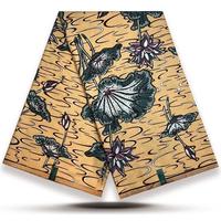 Tela africana estampada con polvo de cera dorada, tela de algodón Ankara Wax de 6 yardas para el día de Navidad, Grand Pagne Africain