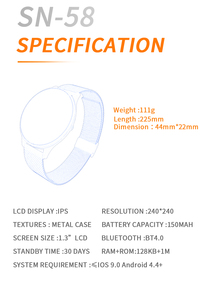 2020 Venta caliente SN58 correa de acero pantalla ronda a prueba de ritmo cardíaco reloj inteligente - Product Image 5