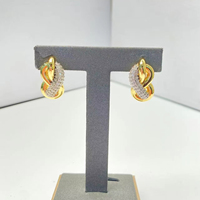 Perhiasan Wanita Trendi Terbaru Grosir Geometris Micro Pave 3A Cubic Zircon Hipoalergenik Lapis Emas 18K Kuningan Model Stud untuk Pesta