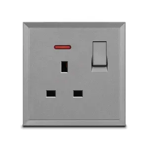 Honyar Electrical Full Range Of British Standard Black White Grey Gold 13A Socket and Switch With Neon 220V Home Office Hotel