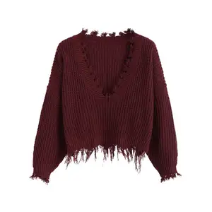 Maglione OEM pullover invernale di puro colore largo casual maglione a maniche lunghe lavorato a maglia a maniche lunghe