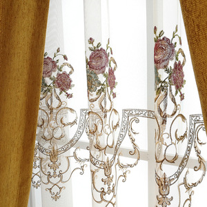 Stile reale di lusso Jacquard oro fantasia <span class=keywords><strong>tende</strong></span> con mantovana e festoni per il soggiorno - Product Image 6