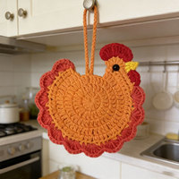 Sous-verres populaires faits main au crochet, sous-verres en forme de poussin résistants à la chaleur, sets de table tricotés anti-brûlure