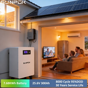Batería Lifepo4 Sunpok de 25.6V 24V 300Ah, Batería de Litio de 300Ah 7.5KWH 24V 7KWH, Batería de Almacenamiento de Energía Doméstica de 48V para Sistema Solar - Product Image 1