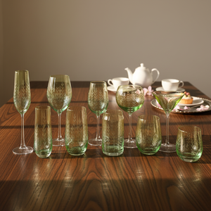 Ensemble de <span class=keywords><strong>verres</strong></span> en verre <span class=keywords><strong>à</strong></span> motif de tiges de blé et d'orge gravées, vert dégradé, pour vin, champagne et martini, vente en gros - Product Image 3