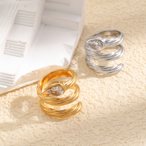 Bague en acier inoxydable 316L plaqué or 18 carats, tête de serpent torsadée, sertie de CZ, résistante à l'eau, sans ternissement, style vintage minimaliste, bijoux pour femmes - Product Image 2