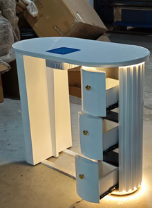 Modern White PU Leather Nail Table Salon Workstation Beauty <b>Desk</b> <b>with</b> <b>Drawers</b> and Tray Storage Commercial - Product Image 4