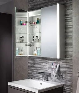 Mueble de baño LED de aluminio negro oscuro de aluminio de hotel moderno con luz de espejo de baño