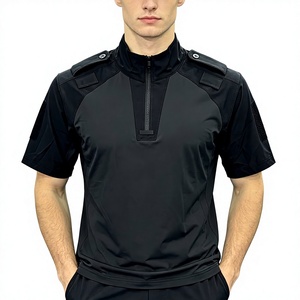 Men's Breathable Outdoor Sporty Cotton Short-Sleeve for Shirt Summer Moisture-Wicking Quick-Dry Stand Collar Fitness - Product Image 1