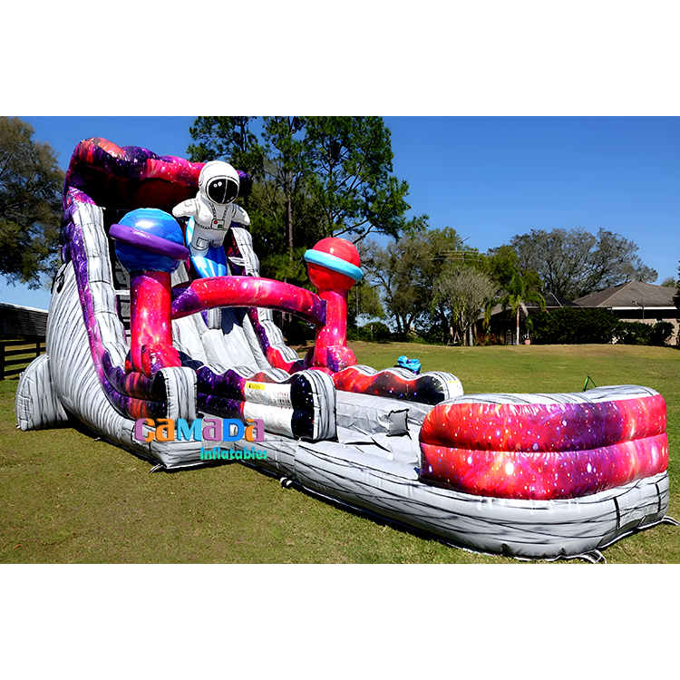 Outdoor Customized Inflatable Water Slide Mable Red Slides Inflatable Space Walking Astronaut Water Slide with Pool