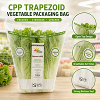 Sacs d'emballage transparents trapézoïdaux pour légumes, personnalisables avec logo, manchons alimentaires pour laitues, pour l'emballage de produits frais