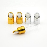 Capuchon compte-gouttes électroplaqué finition or et argent, revêtement UV, bulbe en silicone blanc, pipette en verre pour flacon de sérum ou d'huile essentielle