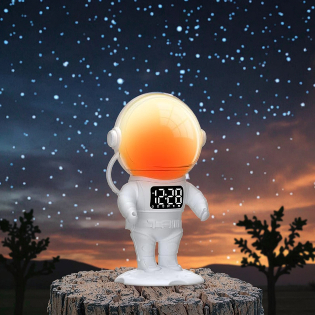 For Astronaut Sunrise Alarm Clock White Noise 30 Soothing Sounds 22 Dimmable Nightlights for Bluetooth Dual Digital Wake Light