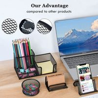 6 pièces en maille métallique organisateur de bureau ensemble fournitures de bureau à domicile porte-stylo et paniers de rangement pour caddie de bureau