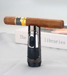 Nouveau briquet gonflable Portable Double flamme bleue avec coupe-cigare porte-cigare multi-fonction briquet à <span class=keywords><strong>gaz</strong></span> Portable en gros - Product Image 5