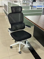 Chaise de bureau ergonomique pivotante en maille, réglable en hauteur, avec appui-tête et accoudoirs, base coulissante en acier inoxydable, style contemporain pour la maison et le bureau - Offre Spéciale
