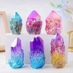 Wholesale Healing Natural clear Quartz Electroplated Aura Pineapple <b>Crystal</b> <b>Cluster</b> - Product Image 1