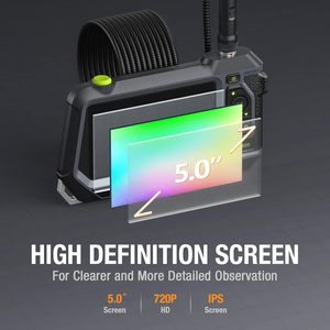 Caméra d'inspection endoscopique industrielle étanche à double objectif, écran LCD IPS de 5 pouces, sonde de 9,8 pieds, vidéo 720p, carte Micro SD <span class=keywords><strong>Teslong</strong></span> - Product Image 2