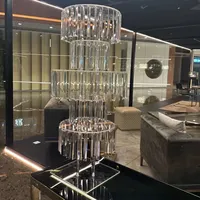 Idées de mariage 5 couches de haut cristal acrylique pendentif perles fleur support Mariage clair acrylique mariage centres de table pour tables