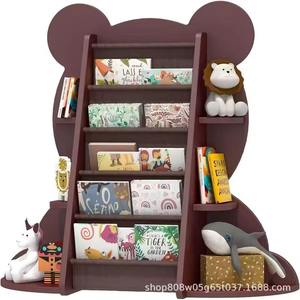 Simple Wooden Baby Bookshelf 5 Tier Solid Wood <b>Shelf</b> For <b>Kids</b> Room Storage With Animal Design Age 2-4 Years - Product Image 1