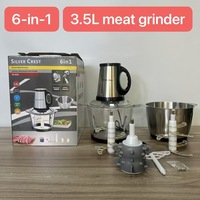 Hachoir à viande électrique en acier inoxydable de 3,5 L, coupe-légumes et hachoir multifonctionnel 6-en-1 avec niveau d'efficacité énergétique 1