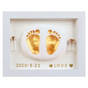 White 3D Shadow Box Display Case Memory Box for Baby Handprint & Footprint DIY Hand Foot Print 3D shadow box frame