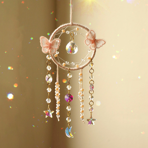 Papillon capteur de rêves enfants Boho petit cristal capteur de rêves Mini lune <span class=keywords><strong>voiture</strong></span> rétroviseur décor noël anniversaire femmes cadeaux - Product Image 4