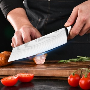 Cuchillo de <span class=keywords><strong>Chef</strong></span> de Acero Damasco con Patrón Láser, Mango de Madera, Diseño Ambidiestro, Estilo Moderno, Afilado, de Buena Calidad, Directo de Fábrica - Product Image 5