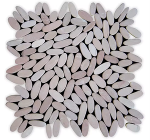 Mosaïque de galets gris naturels de Bali - Pierre naturelle d'Indonésie, pavés pour la décoration de parcs extérieurs, taille 3-5 cm, épaisseur 1 cm - Product Image 2