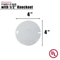 Couvercle de boîte octogonal UL514A pour boîte de jonction de conduits, construction dessinée, couvercle de boîte électrique rond 4x4 avec KO de 1/2 pouces