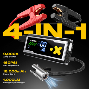 Démarreur de secours AUXITO 9000A avec compresseur d'air 160 PSI pour tous les véhicules essence/diesel 12L, gonfleur de pneus portable - Product Image 1
