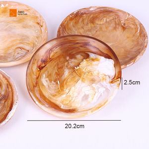 Plato de ensalada de resina con textura de mármol Aqua remolino moderno, bandeja de tocador de frutas elegante para el hogar, plato de Perfume de joyería sostenible - Product Image 5