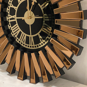 Phòng Khách Sang Trọng Trang Trí Nội Thất Thời Trang Vàng Kính Đồng Hồ Treo Tường Thiết Kế Độc Đáo Pha Lê Bị Gãy Kim Cương Arabesque Vòng 3D Đồng Hồ Treo Tường - Product Image 4