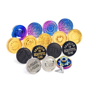 Fashion <b>Jeans</b> Metal <b>Buttons</b> Round Embossed Logo Nickel-Free Classic Style Denim <b>Button</b> - Product Image 5