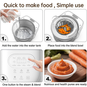 Blender Makanan Bayi 3 in 1 dengan Mangkuk Kaca, Pembersihan Otomatis, Aman untuk Mesin Cuci Piring, Penghangat Uap, Pisau Stainless Steel, Silikon Kelas Dot Bayi - Product Image 3