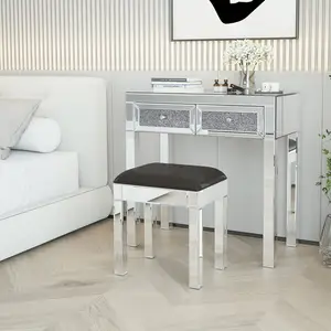 Lüks aynalı masa makyaj seti makyaj masası kristal elmas tuvalet masası 2 çekmeceli makyaj masası için ev otel mobilya